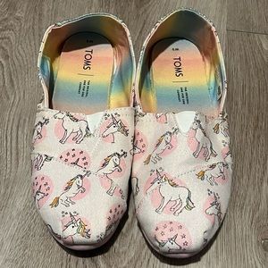 Toms glitter and unicorn slip on shoes